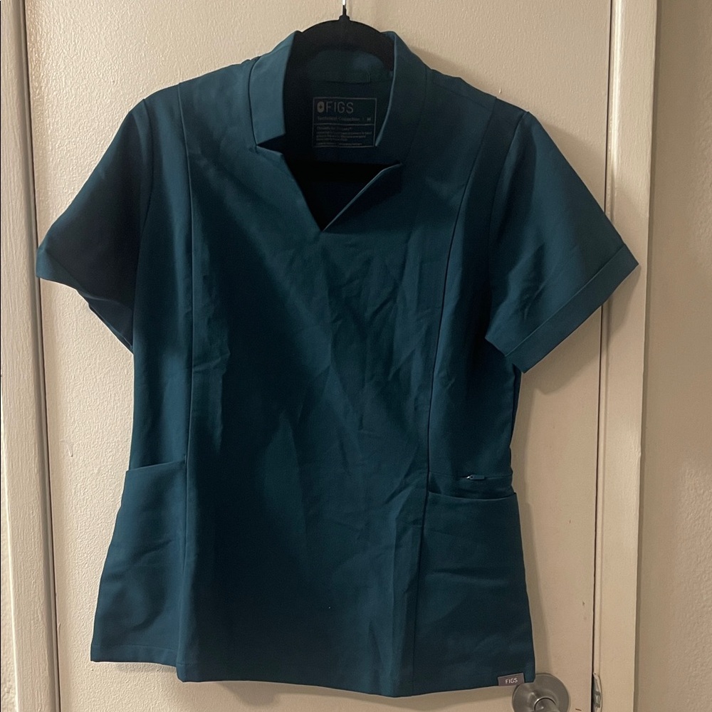 Figs Deep Teal V-Neck Scrub Top